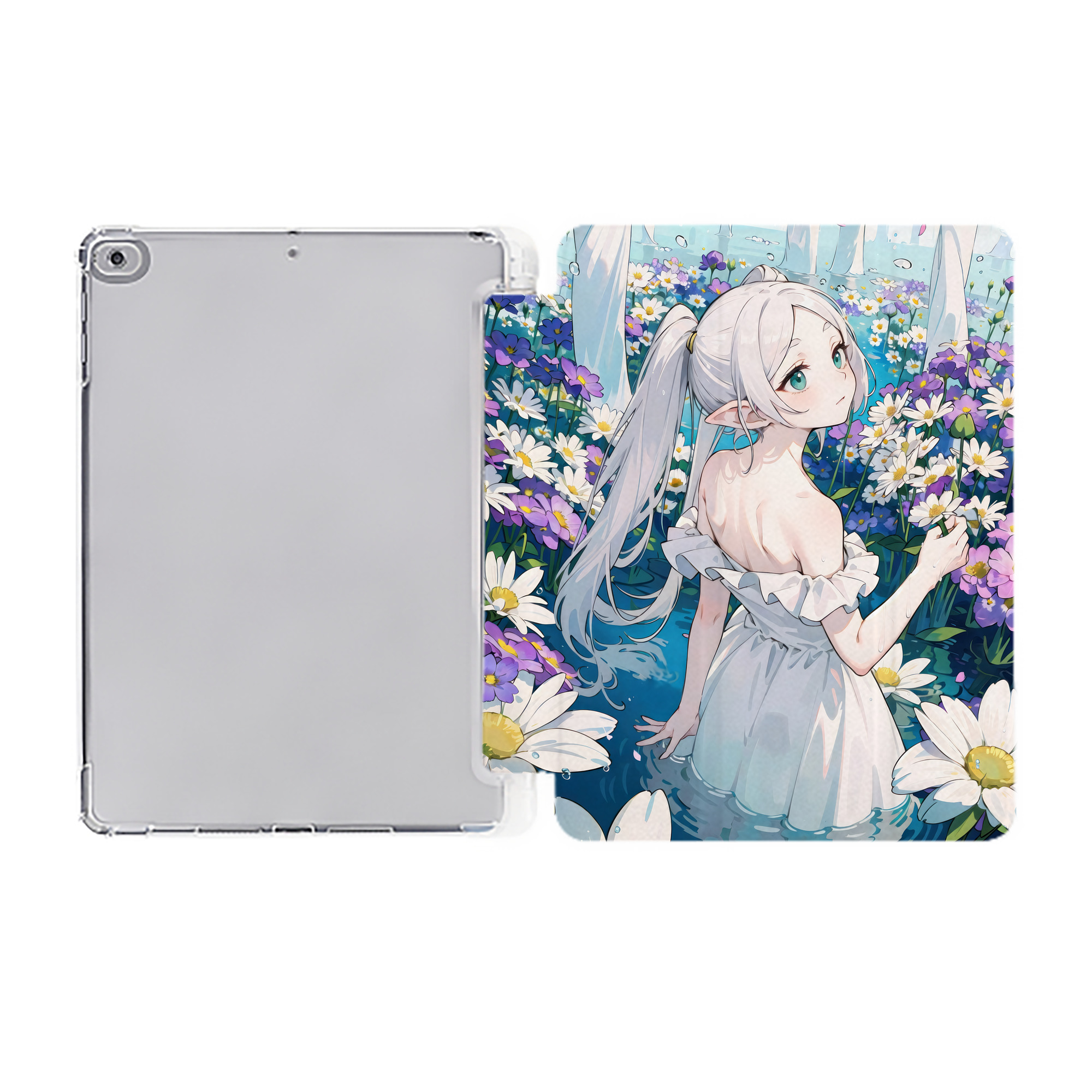 （画像用） 葬送のフリーレン Frieren IPad ケース ペン収納付き 三つ折りスタンド PUレザー×シリコン 対応機種9.5/10.5/10.9インチ